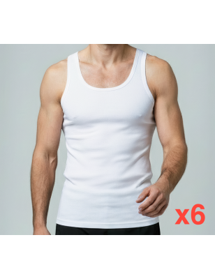 Pack x6 - Débardeurs Homme Blanc