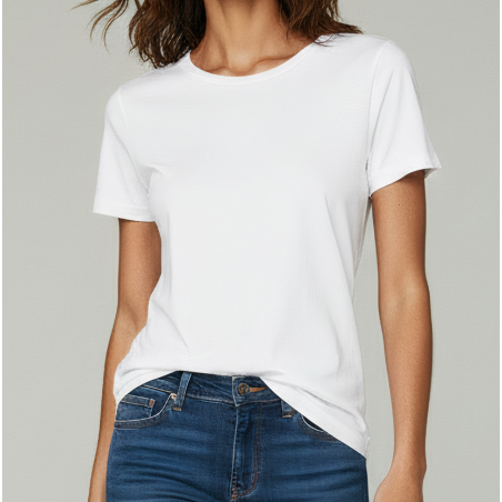 T-shirt Col V Blanc